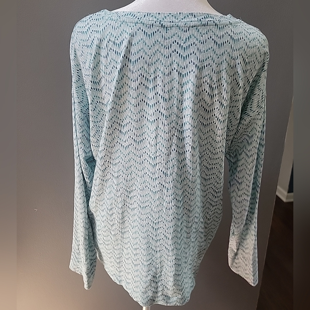 Garnet Hill Shirt Small Print Long Sleeve Top Organic Cotton Oversized - Picture 3 of 5